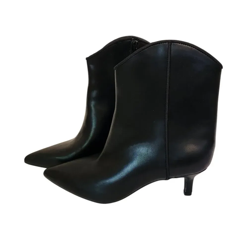New On 34th Aatira Tulip Booties With Kitten Heel Ankle Bootie Black 7M